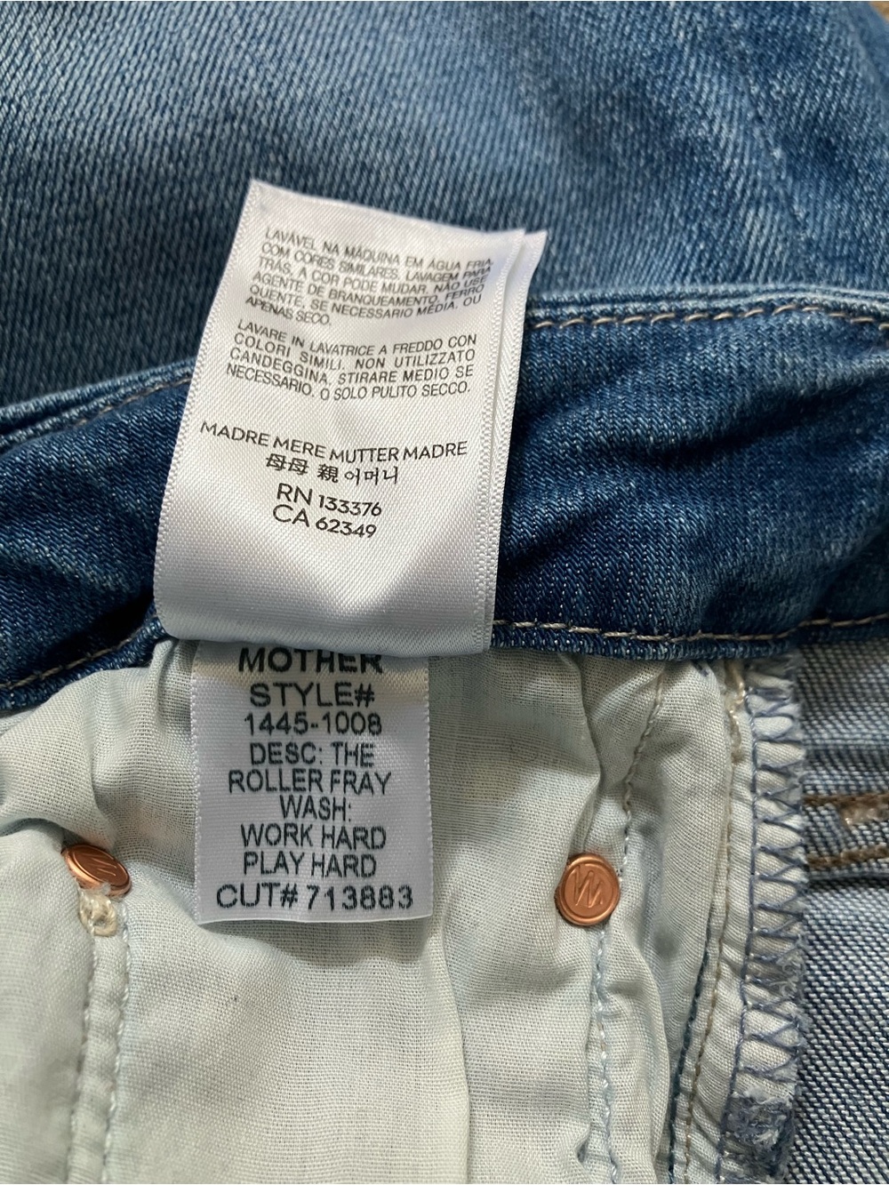 Mother The Roller Fray Wide Leg Denim Jeans Work Hard Play Hard size 29 - Picture 14 of 14